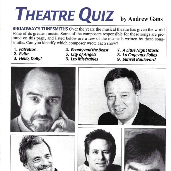 Theatre Quiz January 1996  Broadway Composers 1990s  Vintage Print Ad - Picture 2 of 2